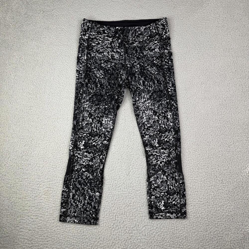 Lululemon Pace Rival High-Rise Crop 22" Women 6 Achromatize Ice Grey Black Mesh